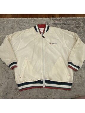 Rossignol Track FITNESS GYM Jacket Full Zip WHITE RETRO Nylon Sz M  A403